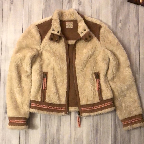 Free People Jackets & Blazers - Free People Faux Shearling & Suede Boho Bomber